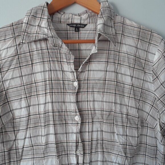 George Classics 100% Cotton Plaid Top XL - Picture 3 of 7